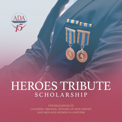 Heroes Tribute Scholarship for children, siblings, spouses of war heroes, and men and women in uniform